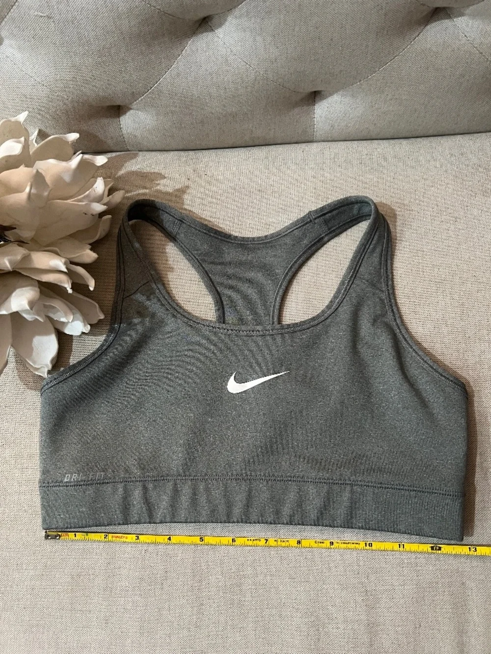 Nike Pro Dri-FIT Gray Heathered Racerback Sports Bra - Size XS